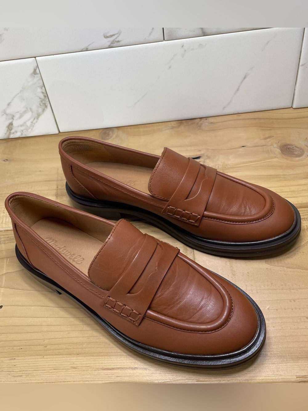 Madewell Vernon Tan Leather Penny Loafers - Womens 7
